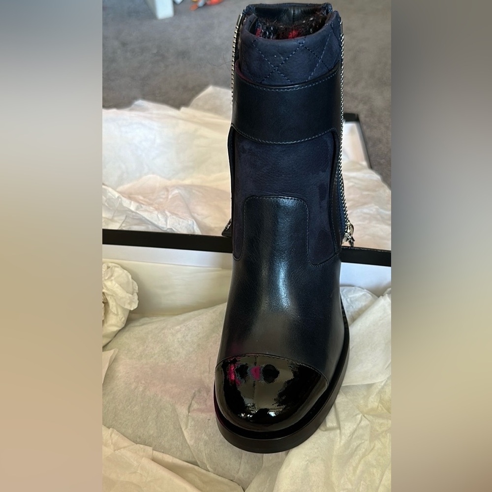 Rare Navy Chanel short boot NIB